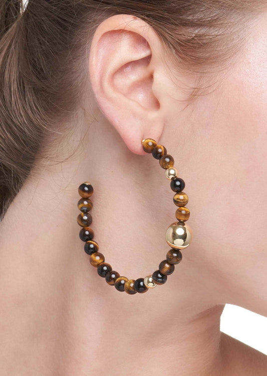 ORECCHINI COLLEZIONE BARBARELLA - ORO 18KT - TIGER 'S EYE