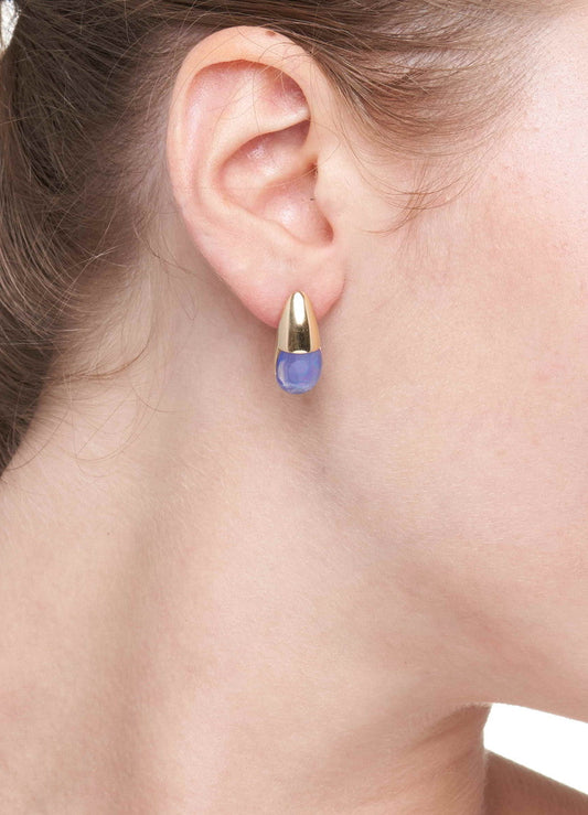 DROPLET EARRINGS COLLECTION - 18KT GOLD - BLUE AGATE