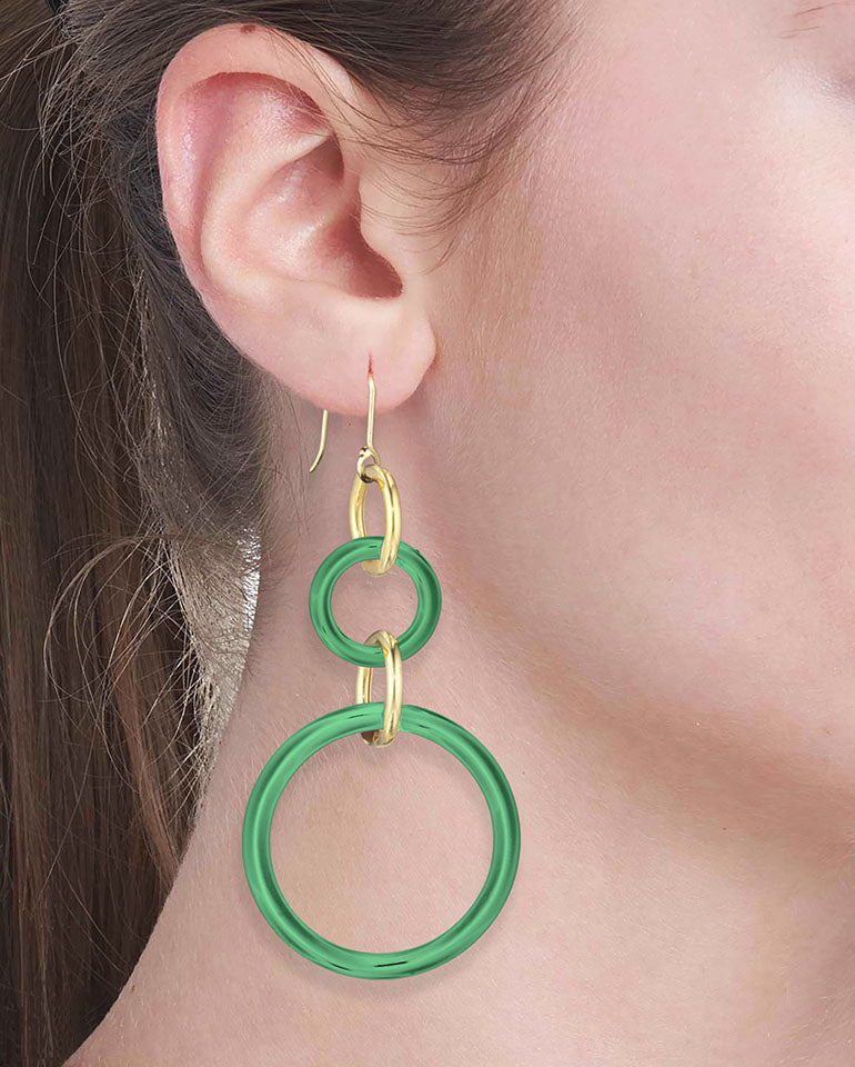 STELLA COLLECTION - 18KT GOLD - LARGE AND SMALL GREEN AGATE LINKS