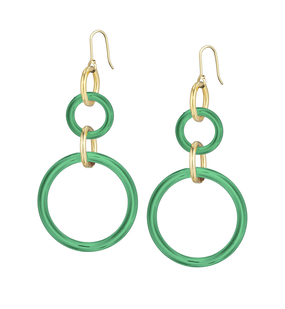 STELLA COLLECTION - 18KT GOLD - LARGE AND SMALL GREEN AGATE LINKS