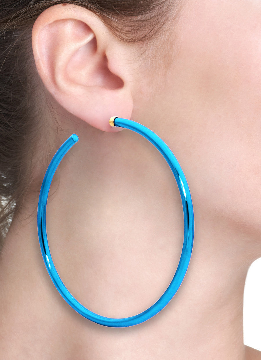 BARBARELLA COLLECTION - 18KT GOLD - STERLING SILVER - LARGE - AQUA BLUE