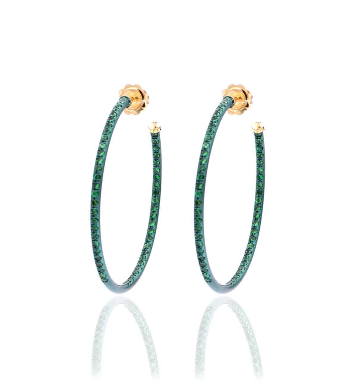 ORECCHINI A CERCHIO - ORO 18KT - TSAVORITE - GRANDI