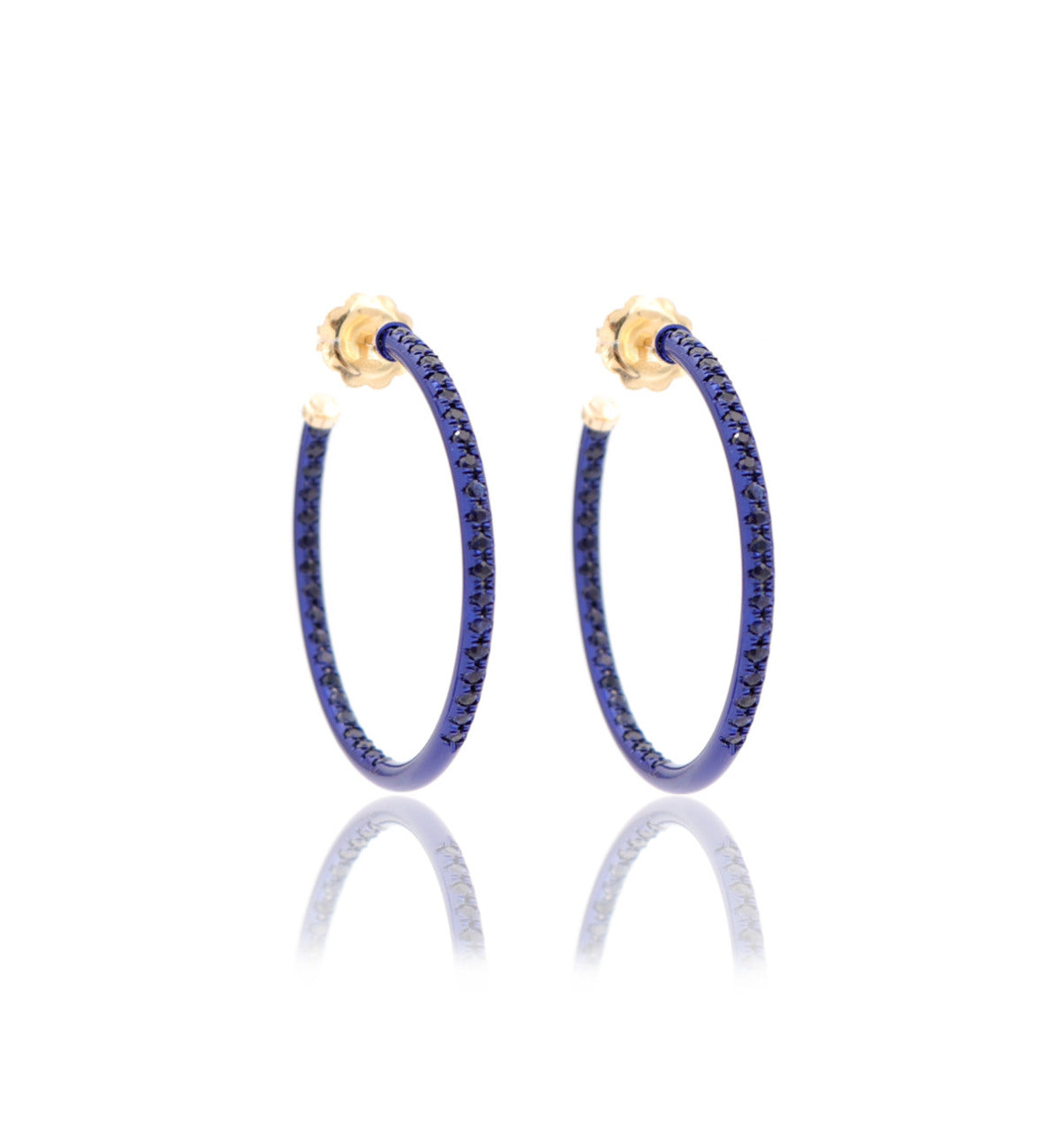 ORECCHINI A CERCHIO - ORO 18KT - ZAFFIRI BLU - PICCOLI