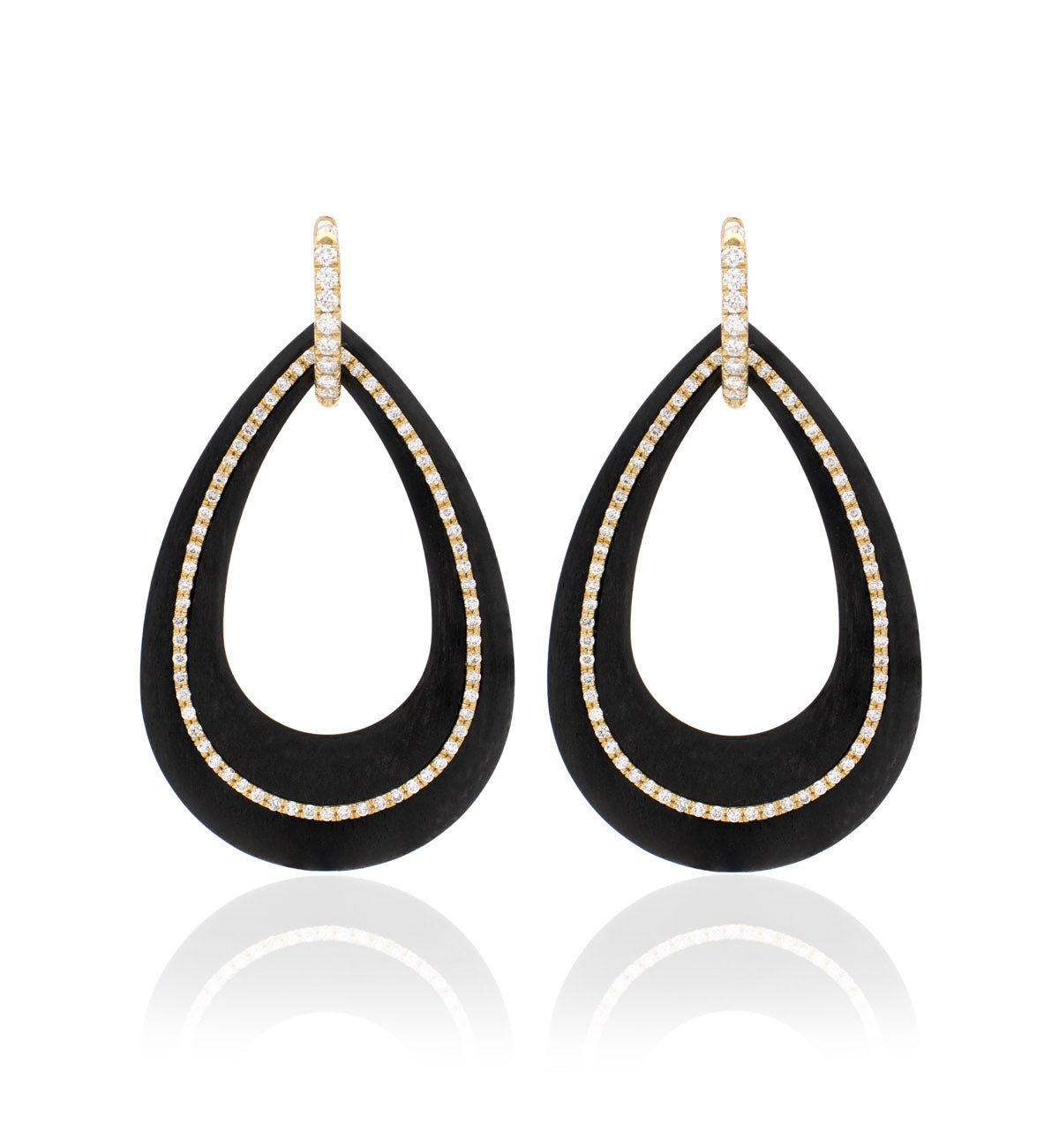 18KT GOLD - WHITE DIAMONDS - DROP EBONY