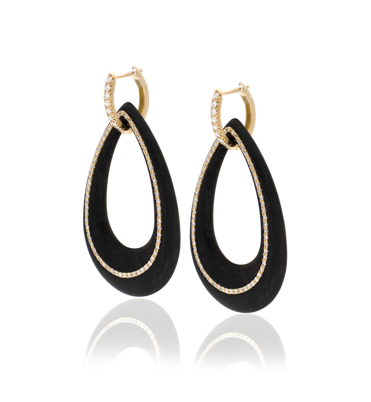 18KT GOLD - WHITE DIAMONDS - DROP EBONY