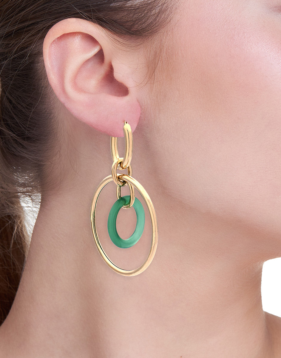 "ORBITE" - 18KT YELLOW GOLD - GREEN AGATE LINKS
