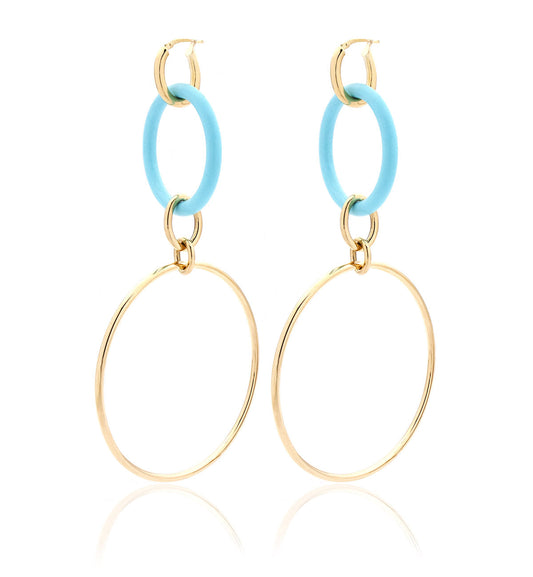 "ORBITE" - 18KT YELLOW GOLD - LARGE TURQUOISE LINKS