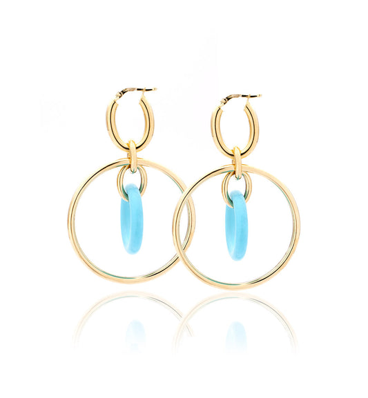 "ORBITE" - ORO GIALLO 18KT - LINKS IN TURCHESE