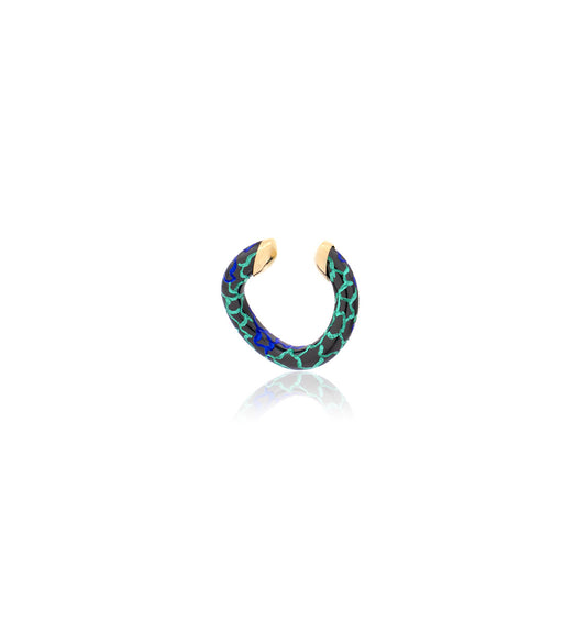 "MARJ" - EAR CUFFS - ORO 18KT - ARGENTO - MACULATO - BLU/VERDE