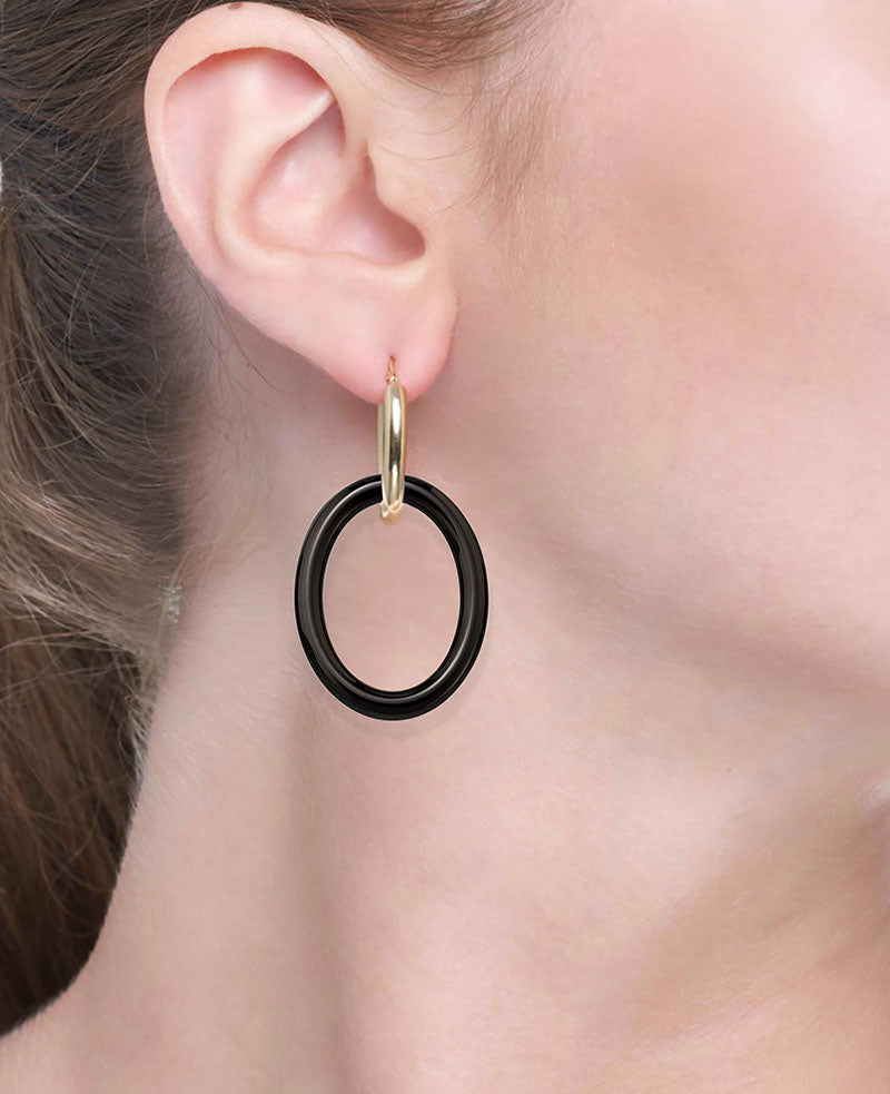 ORECCHINI COLLEZIONE MAMA - ORO 18KT - CERAMICA NERA