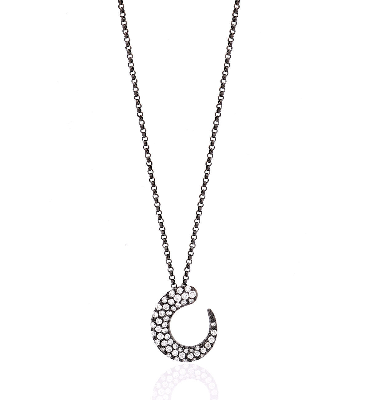 GOCCE COLLECTION WHITE DIAMONDS NECKLACE - 18KT GOLD BLACK RHODIUM