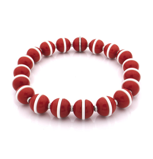 "HANNA" - ORO BIANCO 18KT - AGATA BIANCA E ROSSA