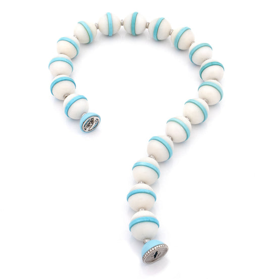 "HANNA" - ORO BIANCO 18KT - ONICE BIANCO - TURCHESE