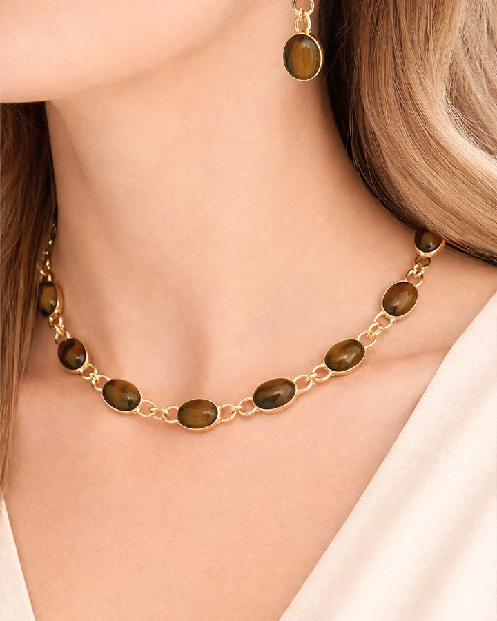 "MARISA" - 18KT YELLOW GOLD AND TIGER EYE