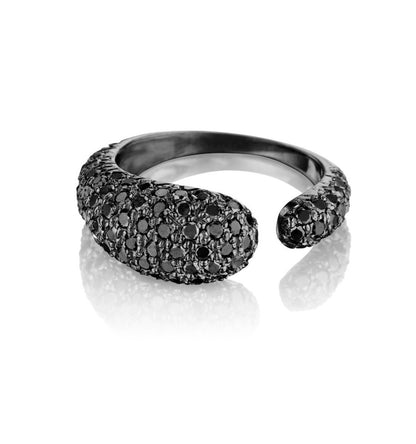 ANELLO COLLEZIONE GOCCE - DIAMANTI NERI - ORO RODIATO NERO