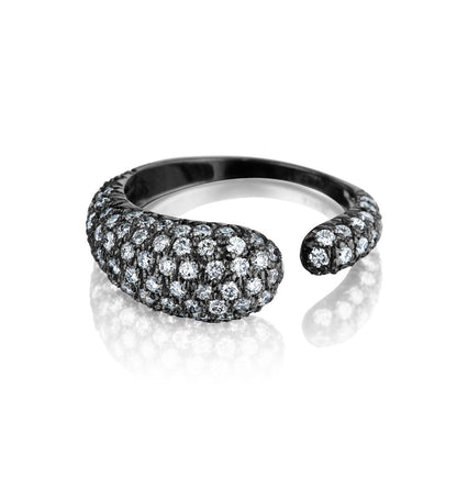 ANELLO COLLEZIONE GOCCE DIAMANTI BIANCHI - ORO 18KT RODIATO NERO