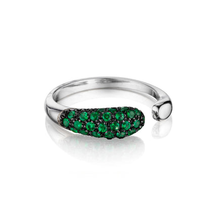 DROPS COLLECTION - TSAVORITES RING - 18KT WHITE GOLD - SMALL