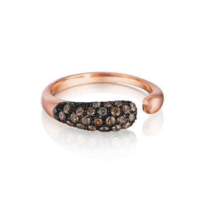 ANELLO COLLEZIONE GOCCE DIAMANTI MARRONI - ORO 18KT ROSA OPACO - PICCOLO