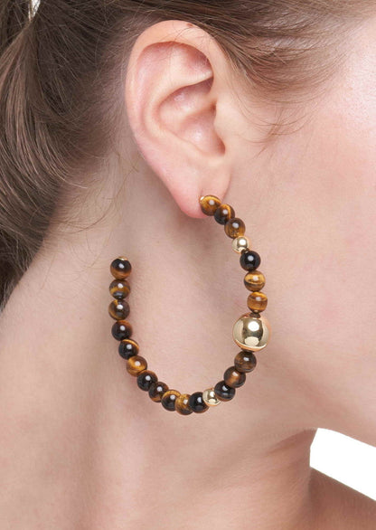 ORECCHINI COLLEZIONE BARBARELLA - ORO 18KT - TIGER 'S EYE