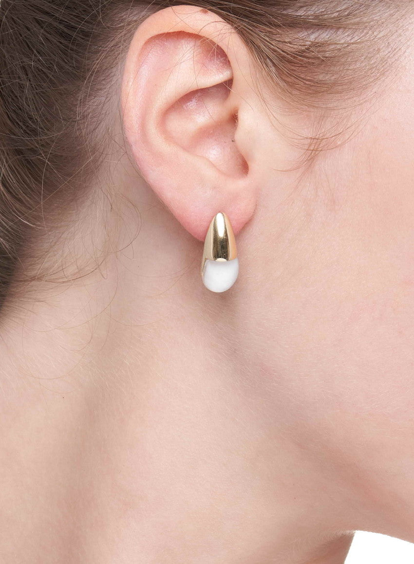 COLLEZIONE GOCCIOLINE ORECCHINI - ORO 18KT - AGATA BIANCA