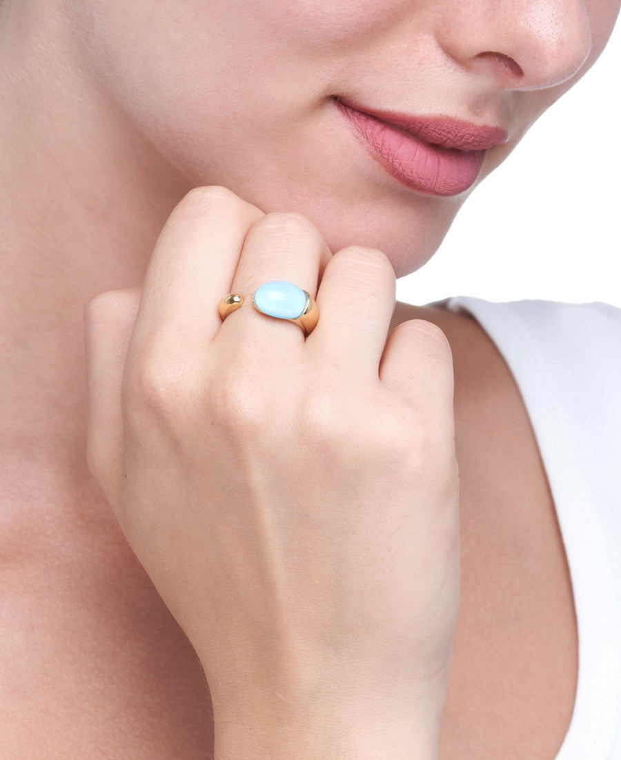 COLLEZIONE GOCCIOLINE ANELLO - ORO 18KT - TURCHESE