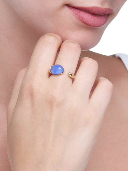 COLLEZIONE GOCCIOLINE ANELLO - ORO 18KT - AGATA BLU