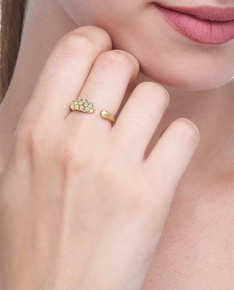 GOCCE COLLECTION WHITE DIAMONDS RING - 18KT GOLD - SMALL