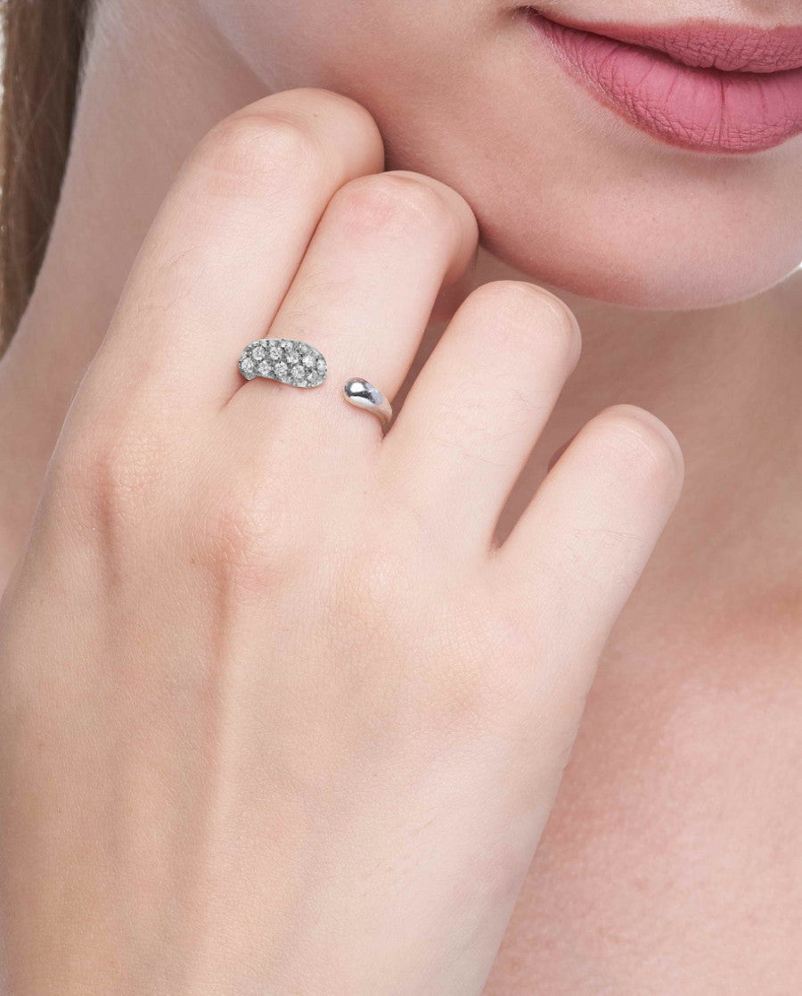 GOCCE COLLECTION WHITE DIAMONDS RING - 18KT WHITE GOLD - SMALL