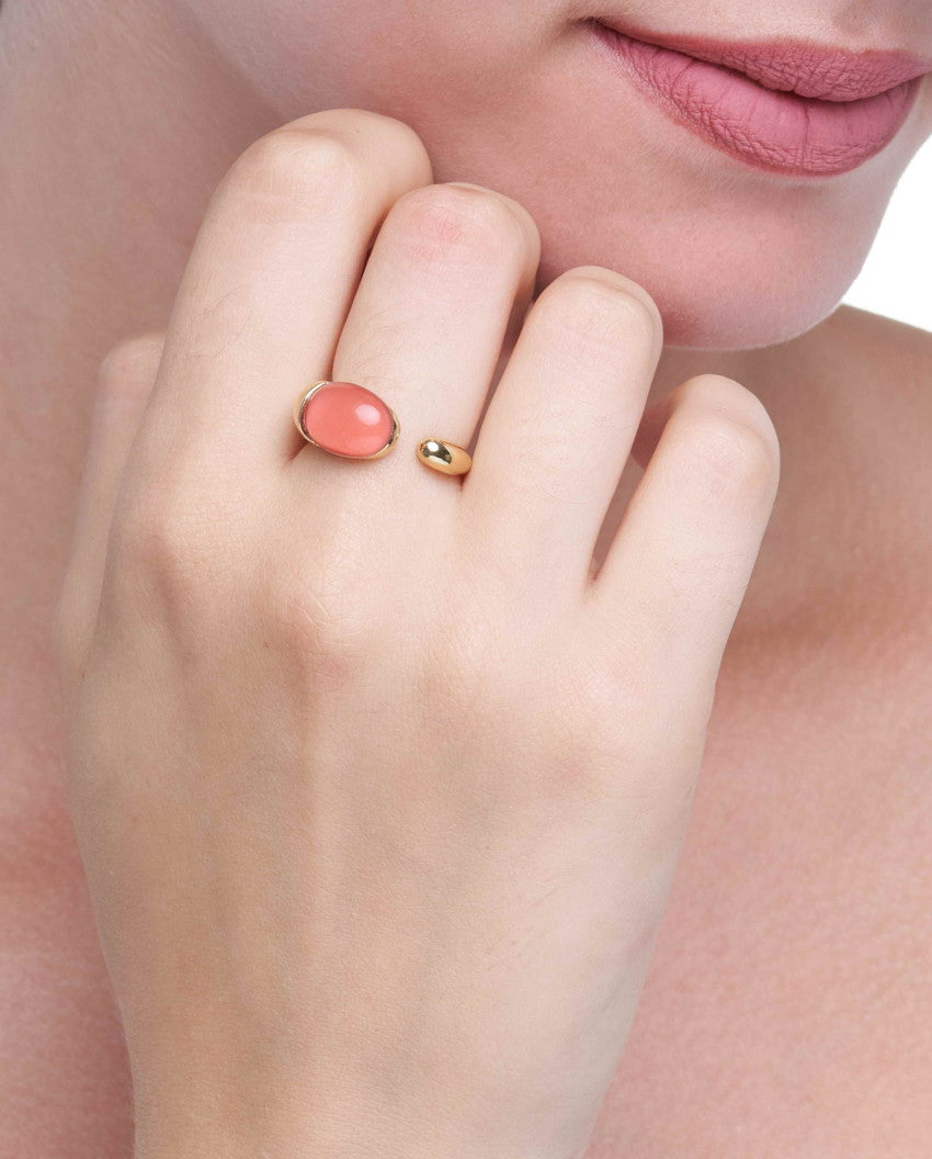 COLLEZIONE GOCCIOLINE ANELLO - ORO 18KT - AGATA ROSSA