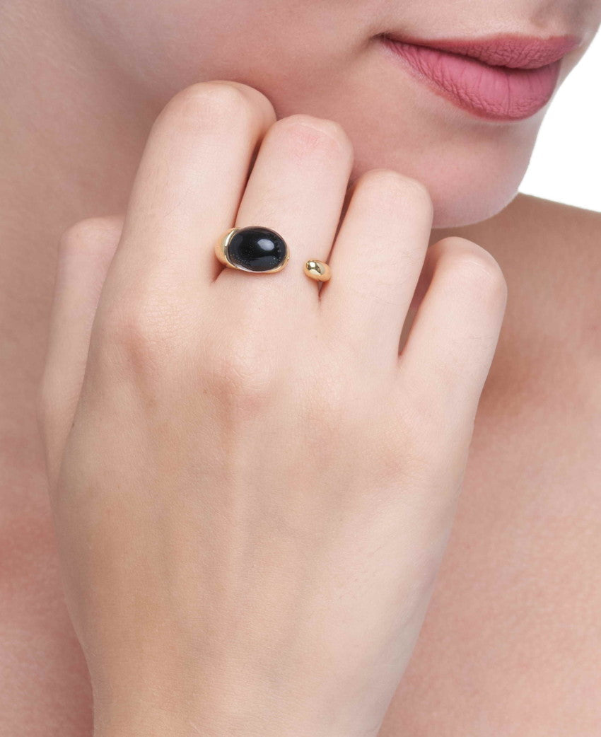 COLLEZIONE GOCCIOLINE ANELLO - ORO 18KT - ONICE NERO
