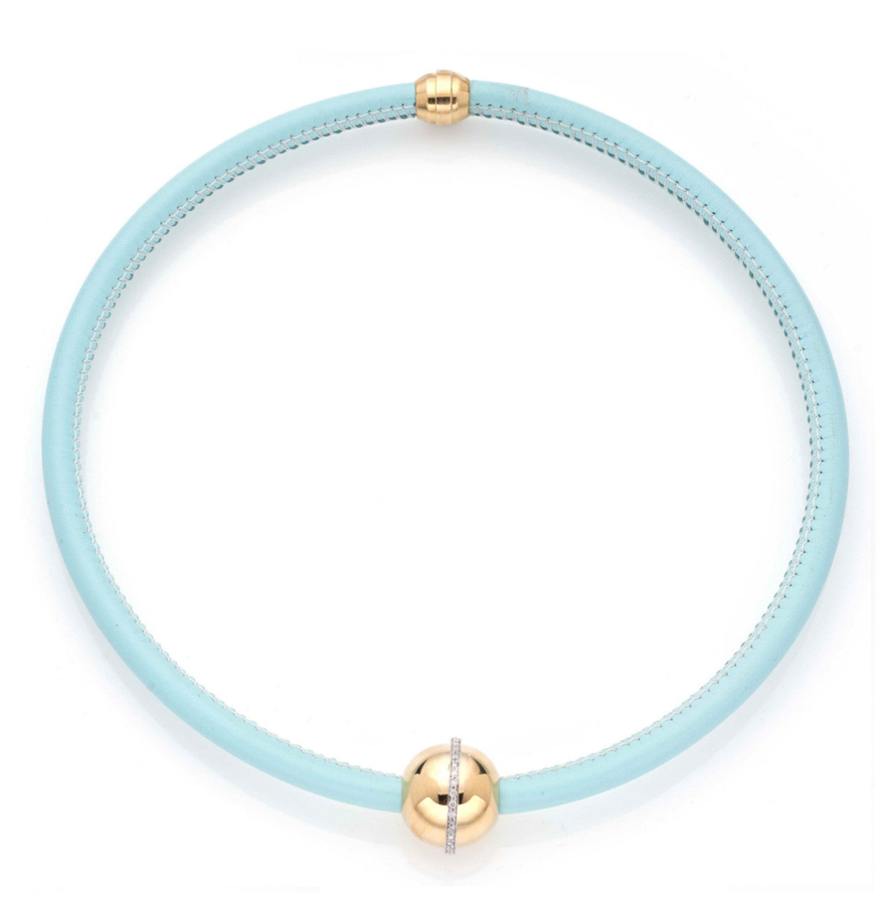 "MARCELLA" - COLLANA COLLEZIONE BARBARELLA - ORO 18KT - PELLE AZZURRA
