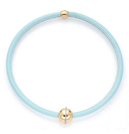 "MARCELLA" - COLLANA COLLEZIONE BARBARELLA - ORO 18KT - PELLE AZZURRA