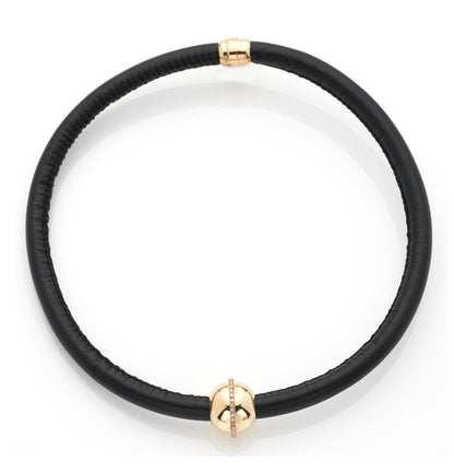 "MARCELLA" - COLLANA COLLEZIONE BARBARELLA - ORO 18KT - PELLE NERA