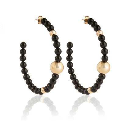 BARBARELLA COLLECTION EARRINGS - 18KT GOLD - ONYX