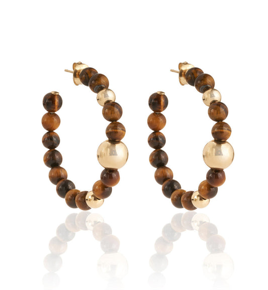 BARBARELLA COLLEZIONE ORECCHINI - ORO 18KT - TIGER' S EYE