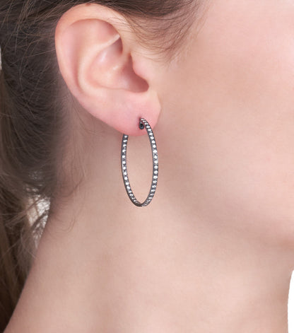 ORECCHINI COLLEZIONE BARBARELLA - ORO NERO 18KT - DIAMANTI BIANCHI