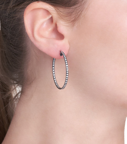 ORECCHINI COLLEZIONE BARBARELLA - ORO NERO 18KT - DIAMANTI BIANCHI