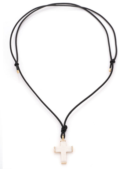 CROCE ORO 18KT - AGATA BIANCA