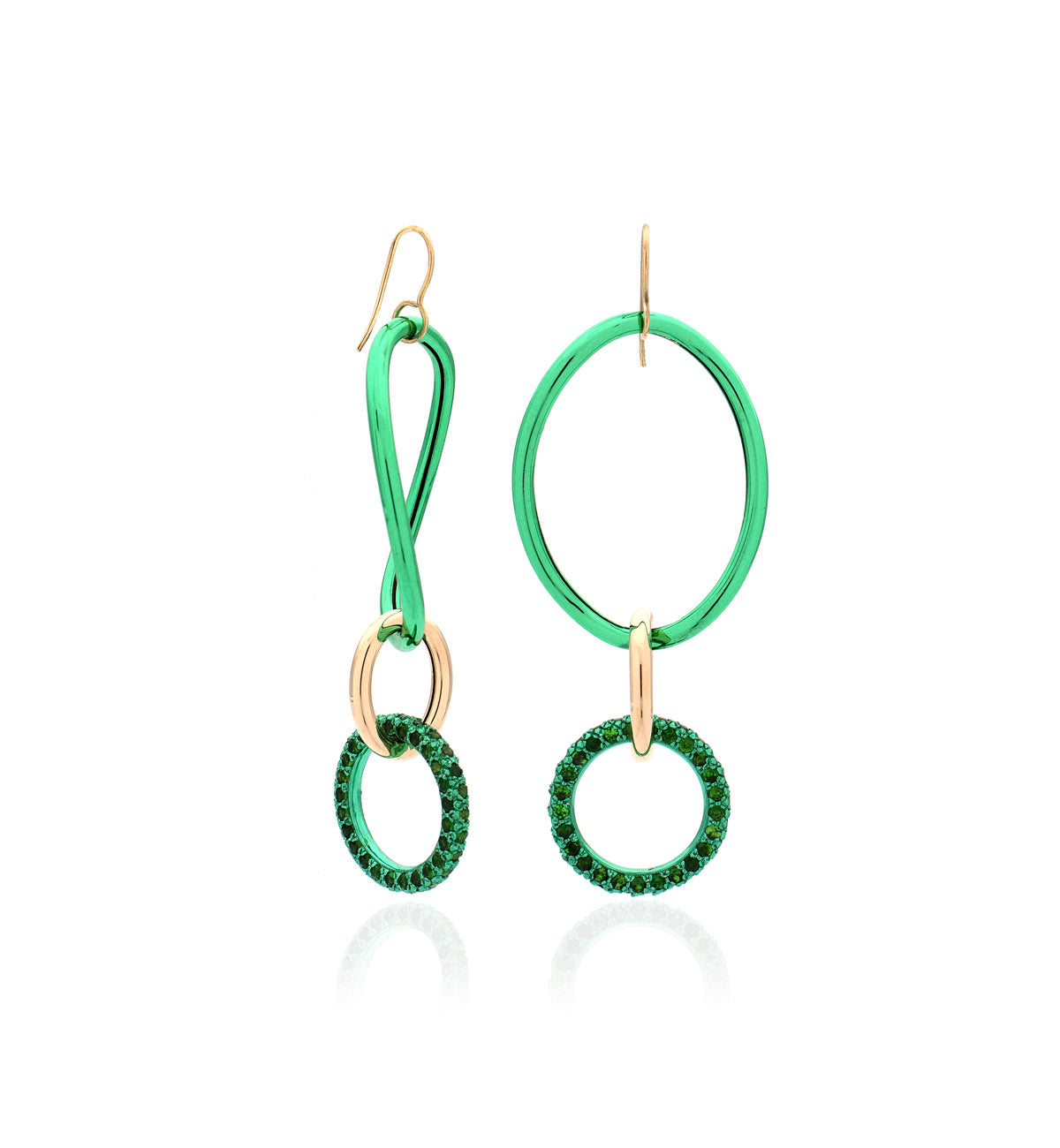 STELLA COLLECTION 18KT GOLD EARRINGS - TSAVORITE - SMALL LINK