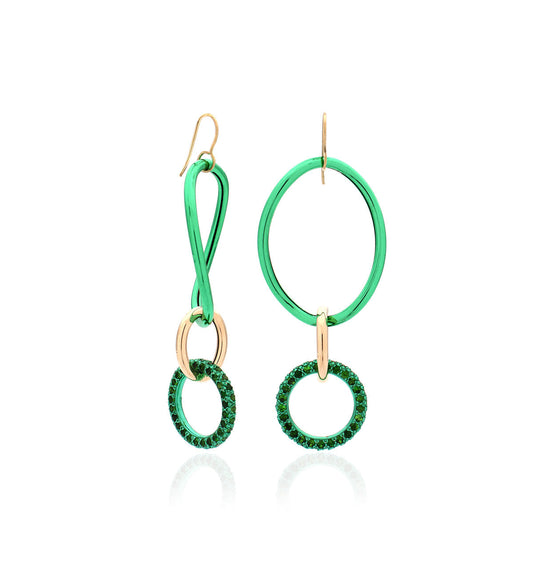 STELLA COLLECTION 18KT GOLD EARRINGS - TSAVORITE - SMALL LINK