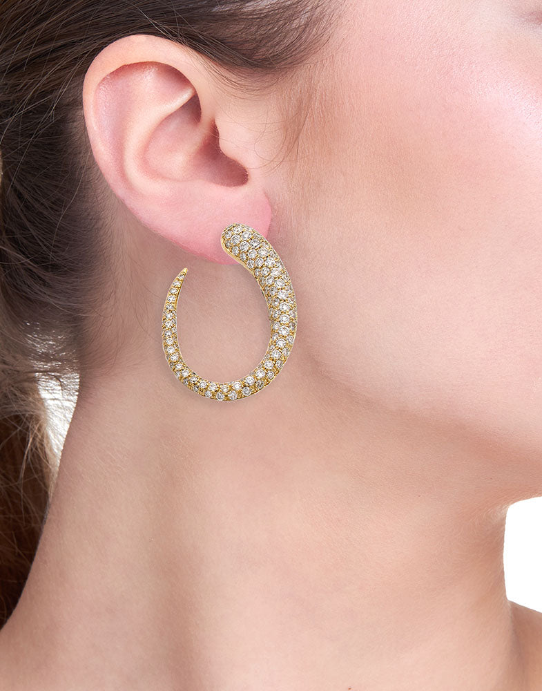 GOCCE COLLECTION EARRINGS - 18KT GOLD - WHITE DIAMONDS - MEDIUM