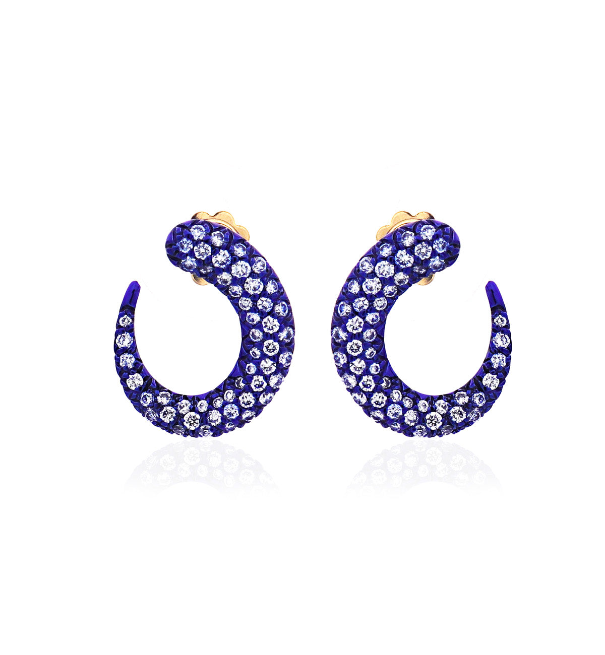 GOCCE COLLECTION WHITE DIAMONDS EARRINGS - 18KT GOLD - COBALT BLUE