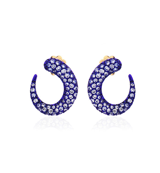 GOCCE COLLECTION WHITE DIAMONDS EARRINGS - 18KT GOLD - COBALT BLUE