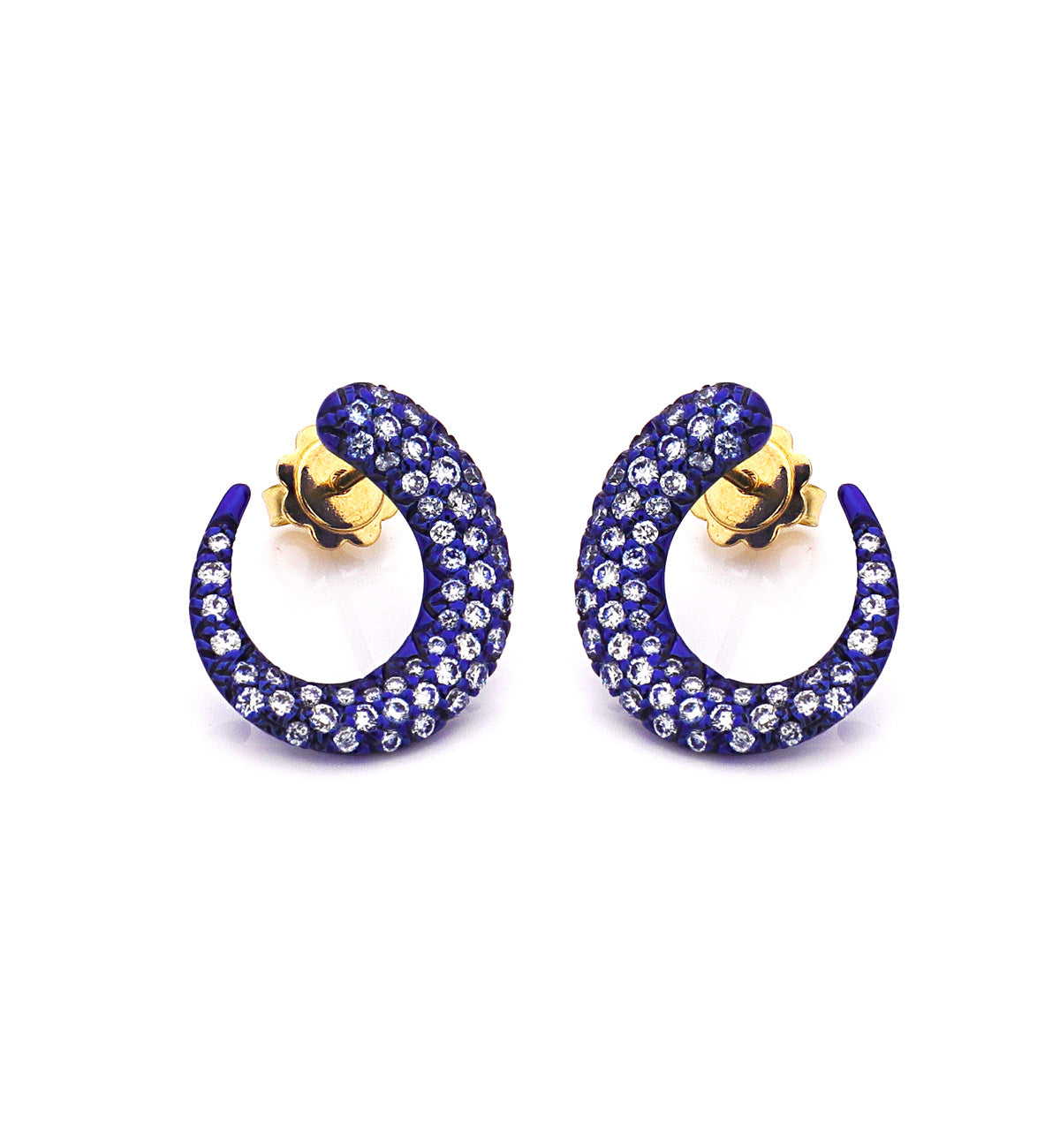 GOCCE COLLECTION WHITE DIAMONDS EARRINGS - 18KT GOLD - COBALT BLUE