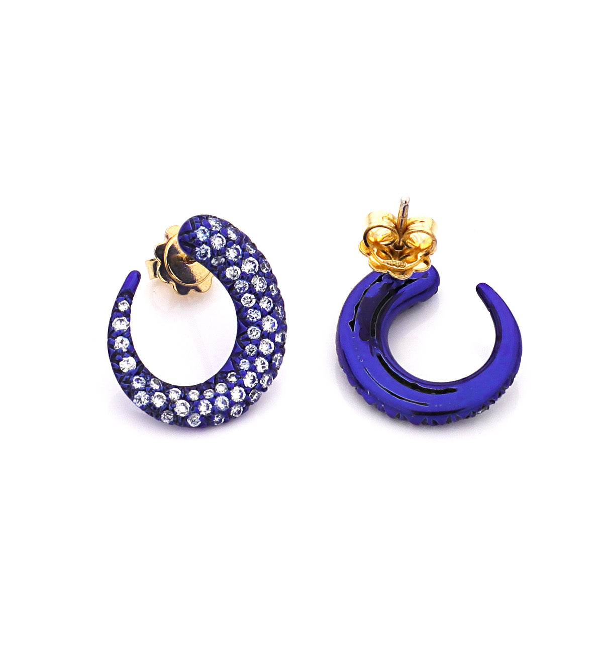 GOCCE COLLECTION WHITE DIAMONDS EARRINGS - 18KT GOLD - COBALT BLUE