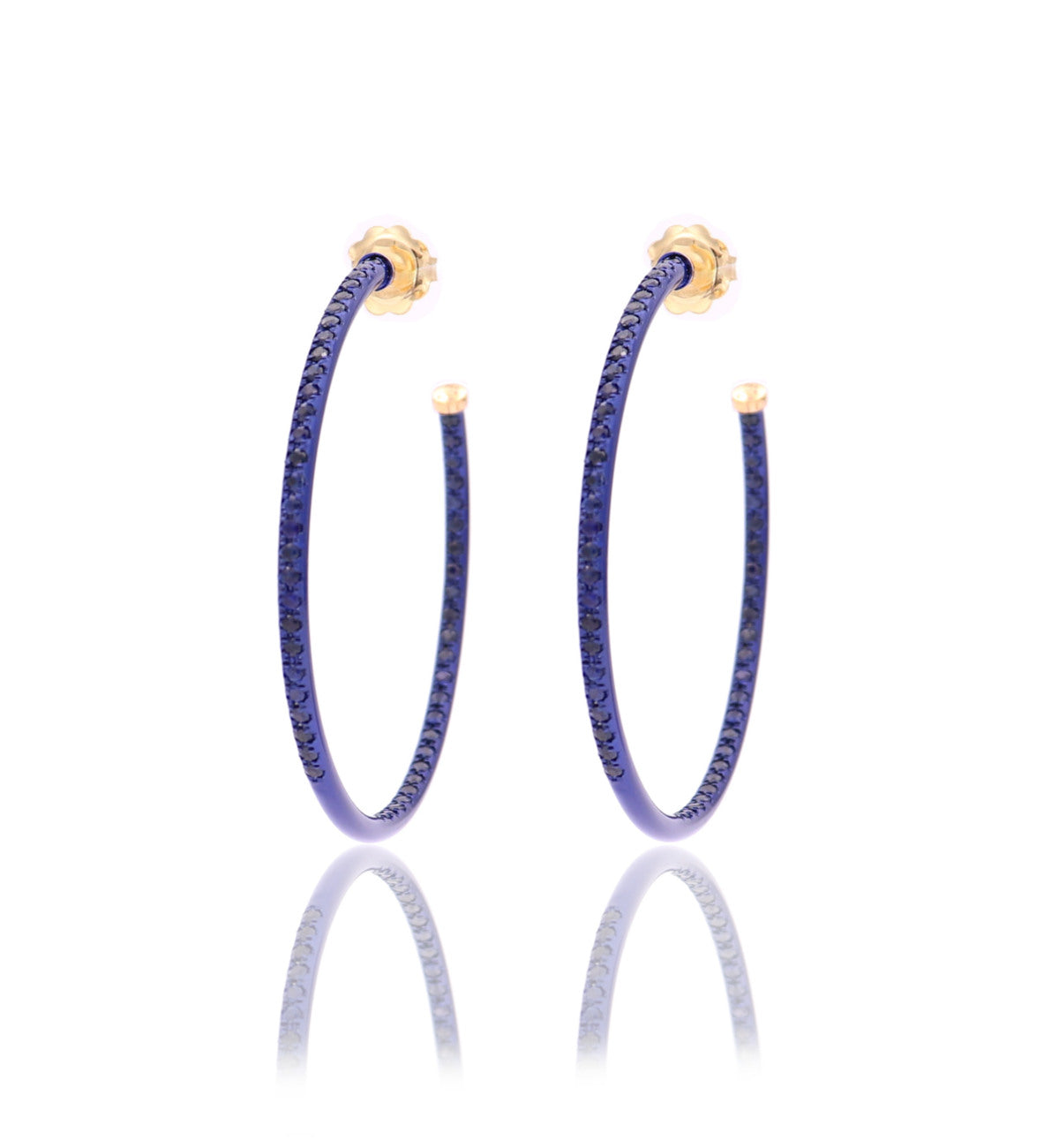 ORECCHINI A CERCHIO - ORO 18KT - ZAFFIRI BLU - GRANDI