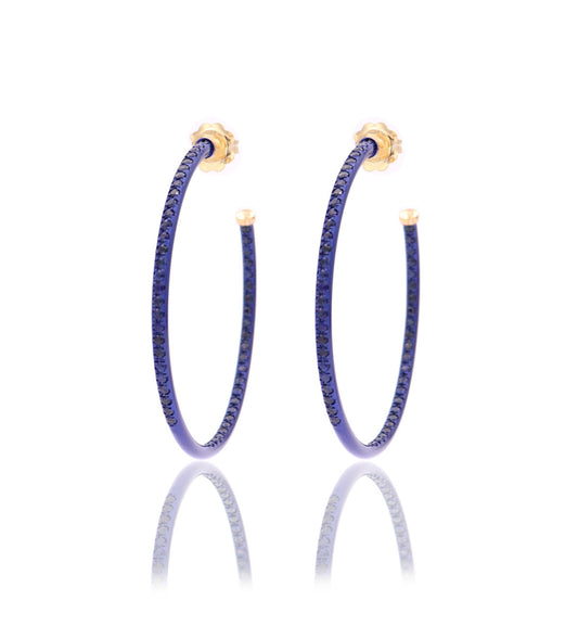 ORECCHINI A CERCHIO - ORO 18KT - ZAFFIRI BLU - GRANDI