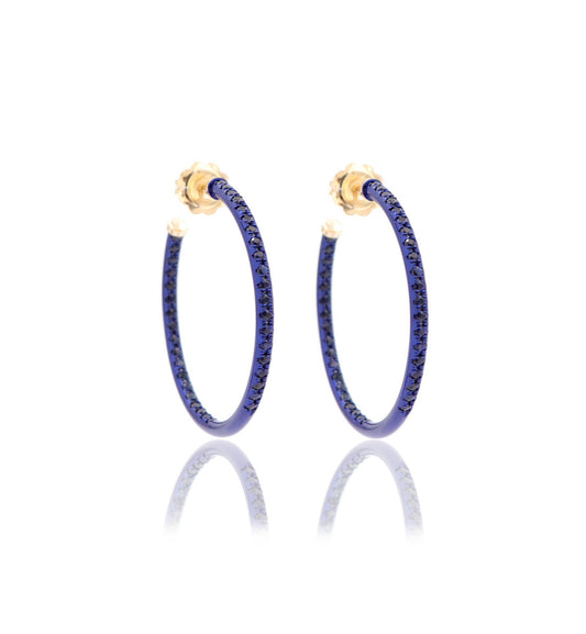 ORECCHINI A CERCHIO - ORO 18KT - ZAFFIRI BLU - PICCOLI