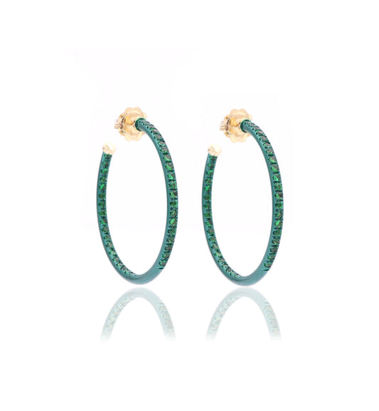 ORECCHINI A CERCHIO - ORO 18KT - TSAVORITE - PICCOLI