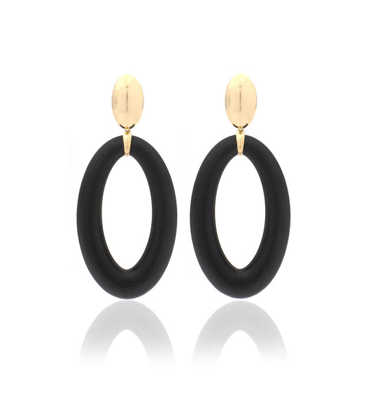 18KT GOLD - OVAL EBONY